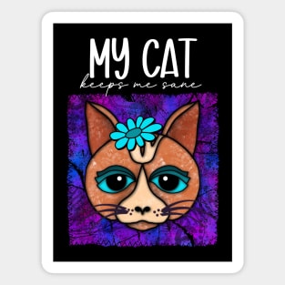 Cute Funny Cat With Flower In A Patch-style Magnet